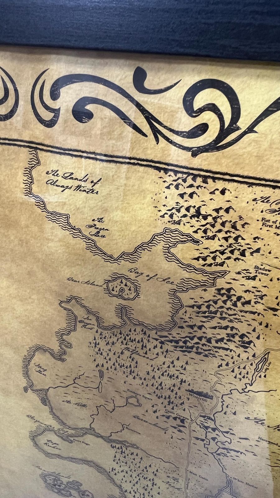 Framed Glazed Game Of Thrones Westeros And Essos Map Picture Poster photo vintage