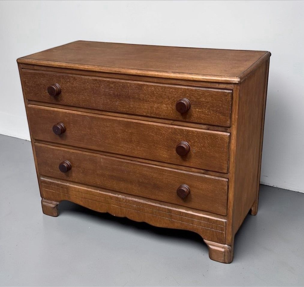 Antique Blonde Oak Chest Of Drawers C1920s Victorian Style photo Furniture