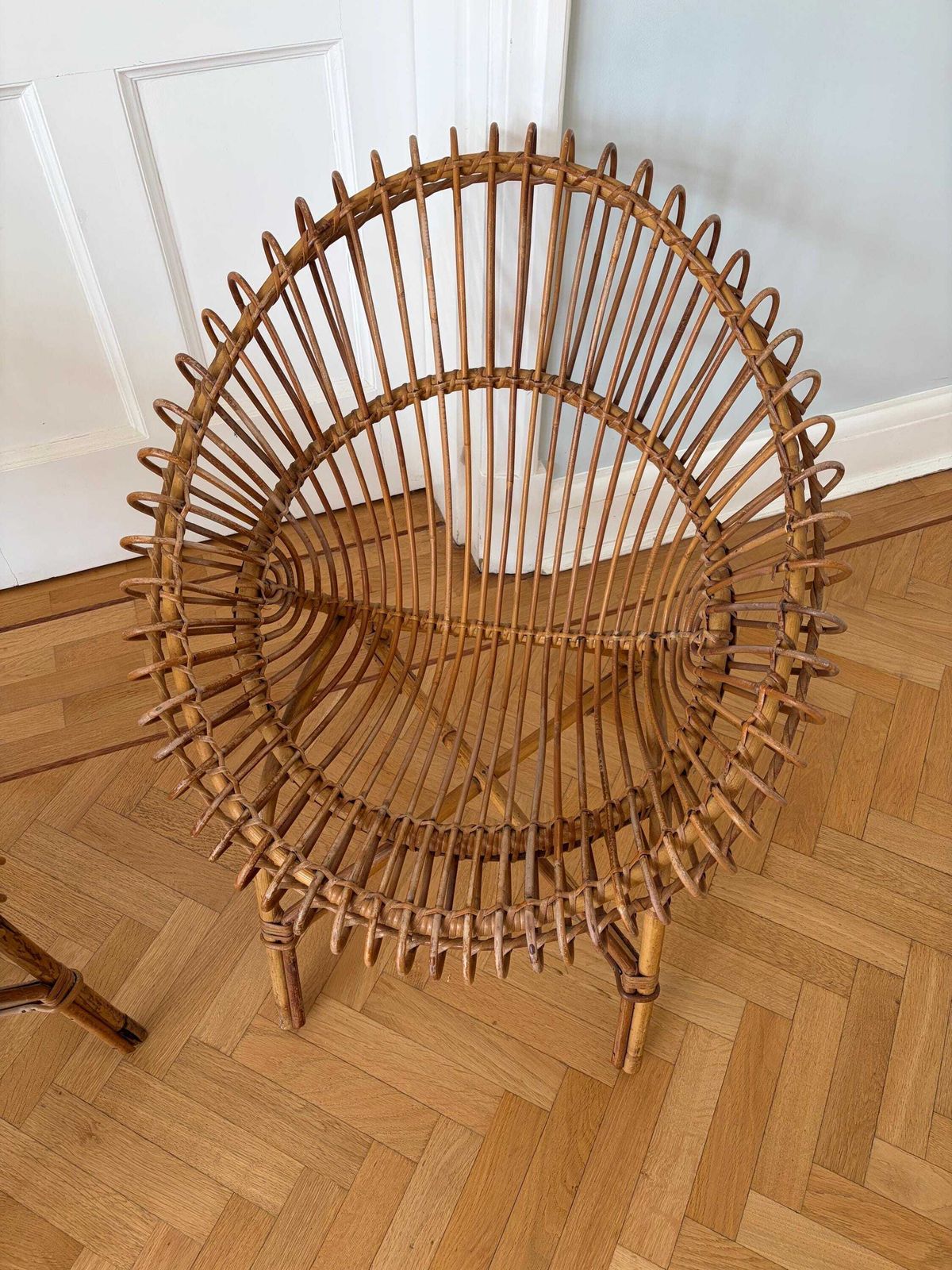 Franco Albini Pair Rattan Hoop Chairs 1950s Italian photo Furniture