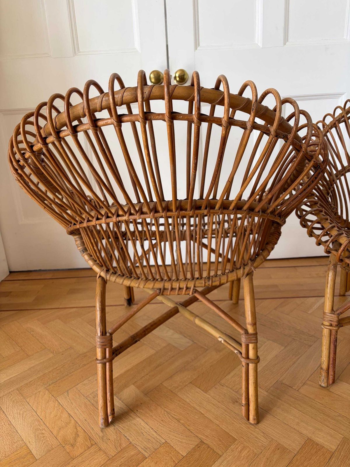 photo furniture Franco Albini Pair Rattan Hoop Chairs 1950s Italian
