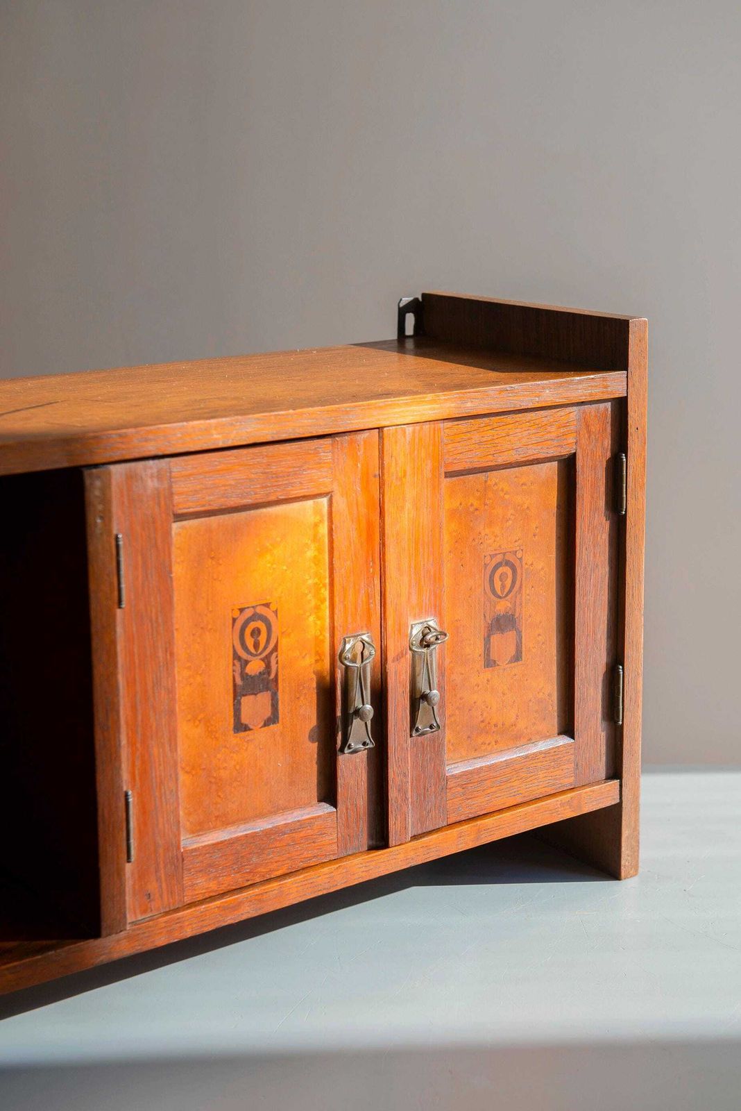 Antique Art Nouveau Wall Cabinet   Oak Hanging Cupboard   Jugendstil Cabinet, 1900s photo furniture