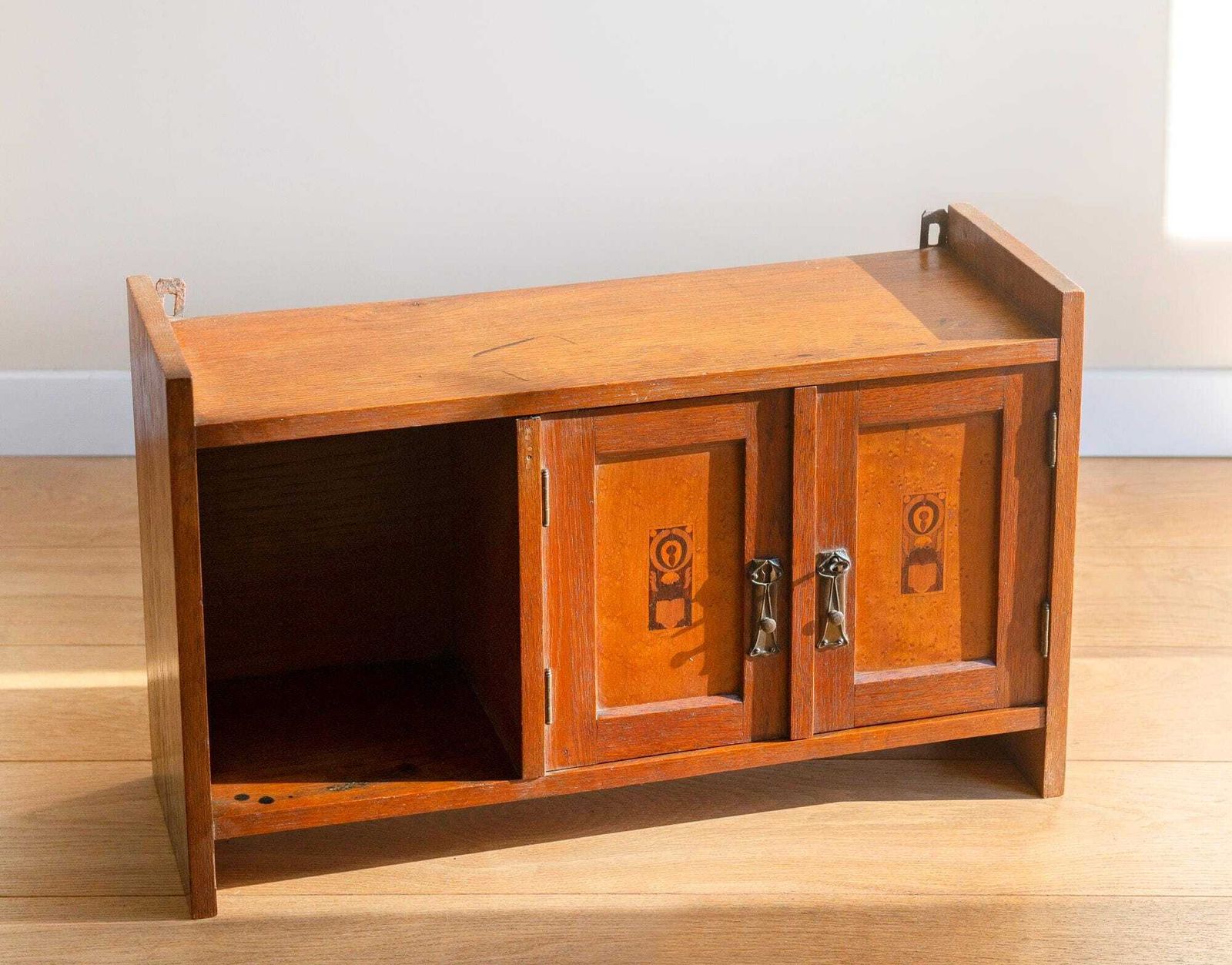 Antique Art Nouveau Wall Cabinet   Oak Hanging Cupboard   Jugendstil Cabinet, 1900s photo Furniture