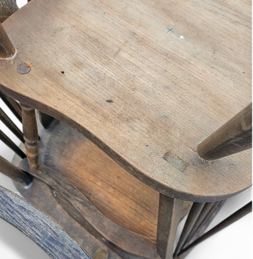 Furniture A Bit Wearthered Windsor Wheelback Dining Set (7) By The Oirschotse Meubelindustrie 1950s photo