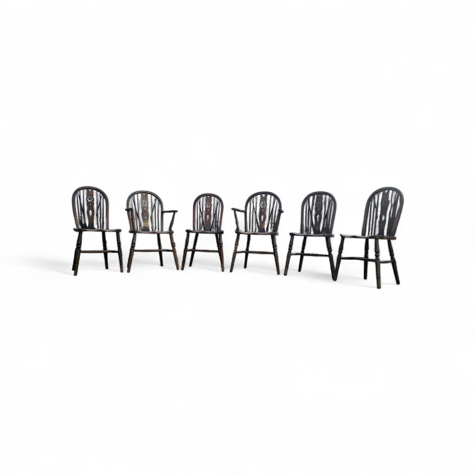 photo buy A Bit Wearthered Windsor Wheelback Dining Set (7) By The Oirschotse Meubelindustrie 1950s