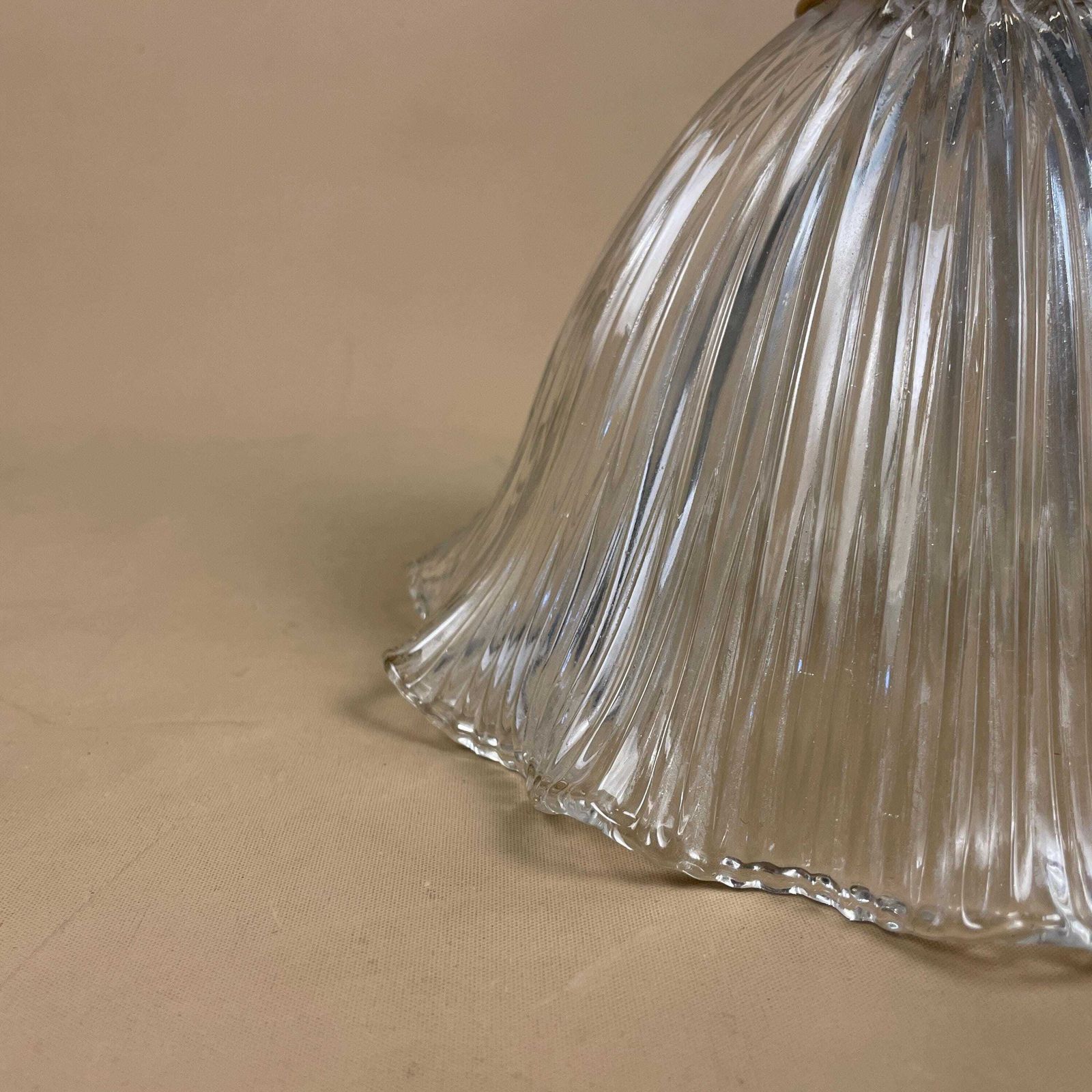 Glass Ceiling Lamp Shade Clear Textured Lampshade Tiffany Lightshade Light Patterned Pendant Art Deco Ribbed Scalloped Gold Fitting photo Lighting