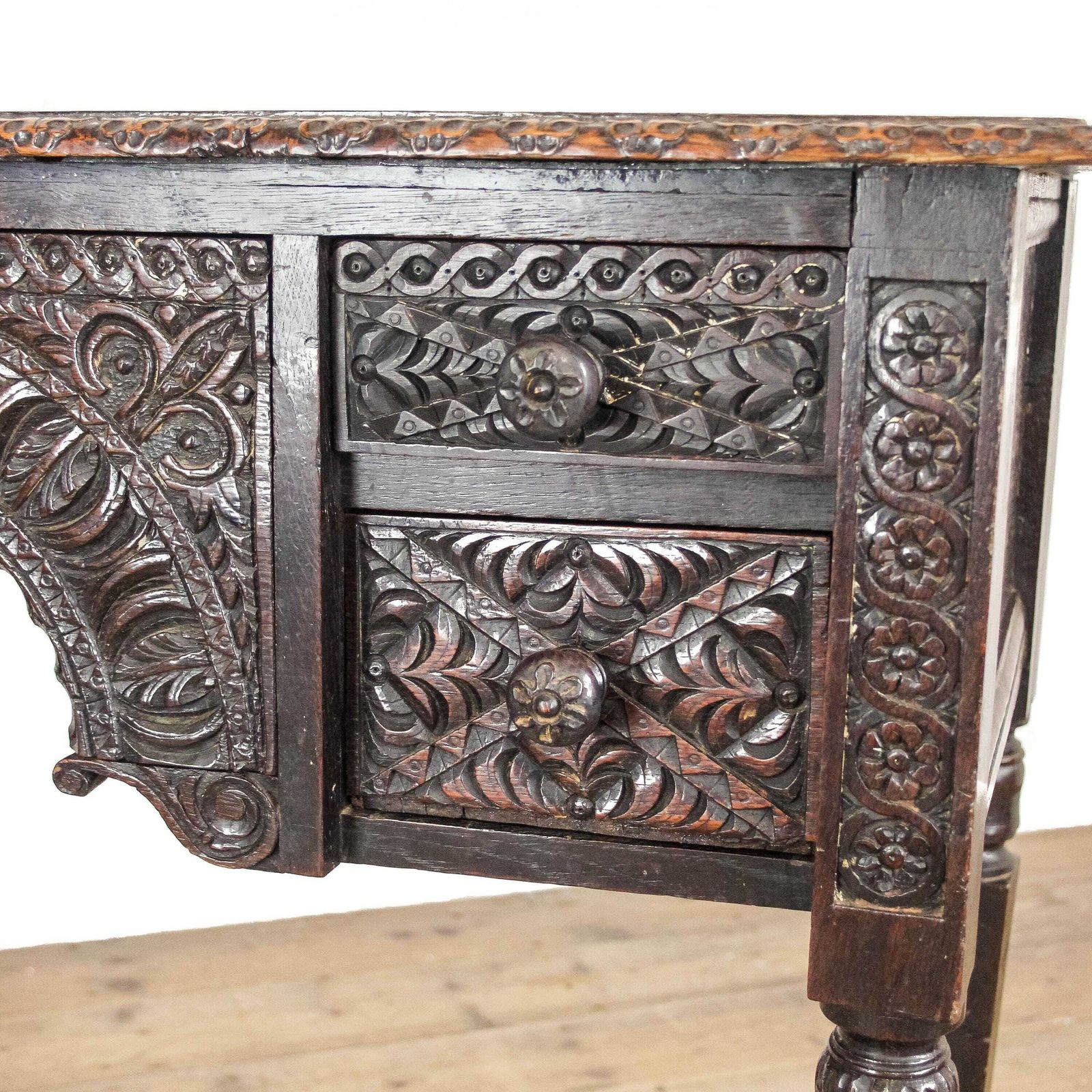 Antique Carved Oak Side Table | Antique Tables | Antique Furniture | Antique Side Table photo vintage