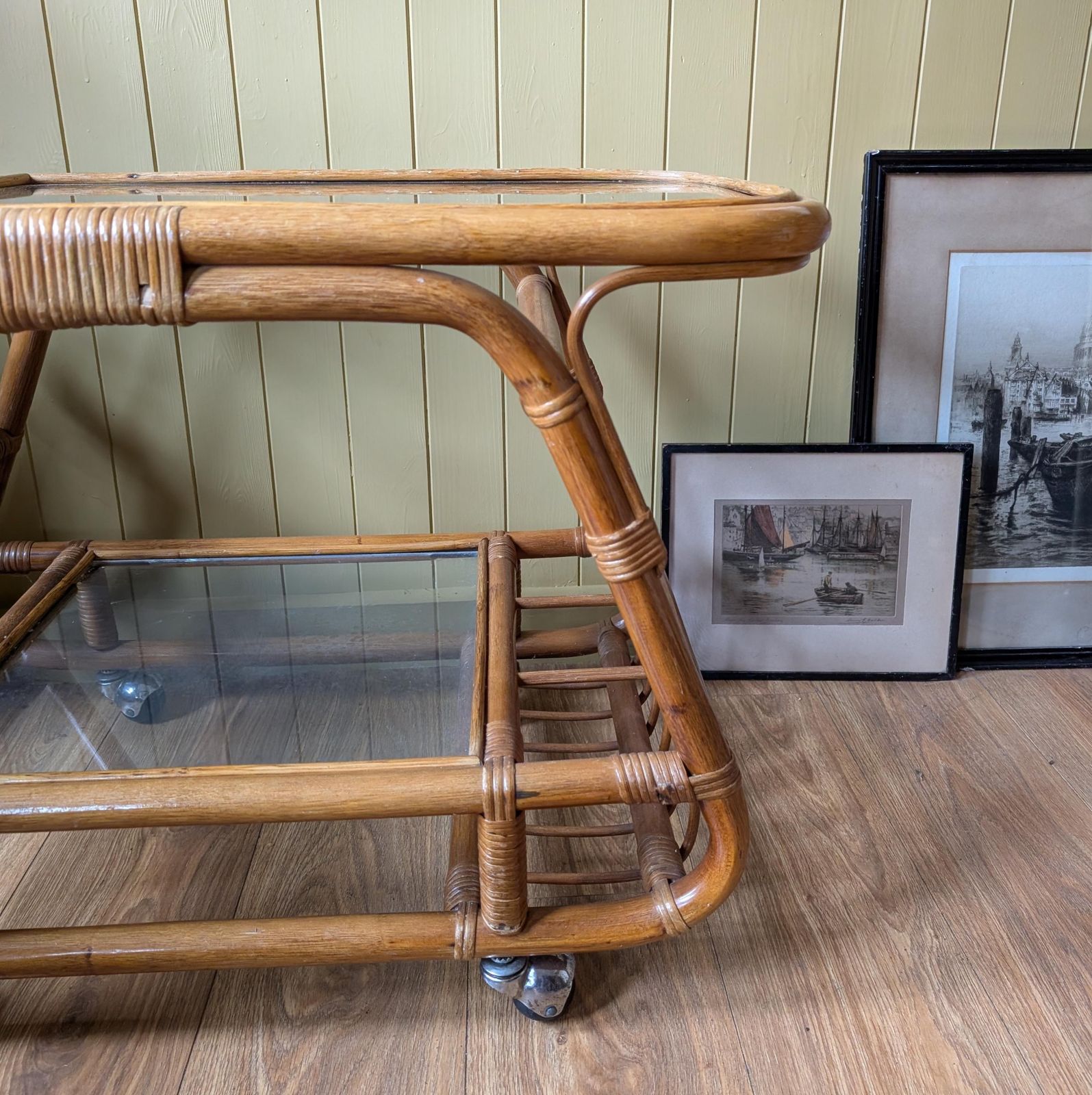 1950s Italian Bamboo Bar Cart, 1960s photo vintage