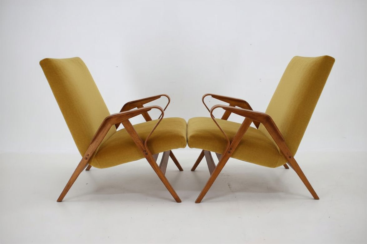 Mid Century Fauteuils, Houten Frame En Bekleed, František Jirák, Jaren 1960–70, Tsjecho Slowakije photo 1997.0