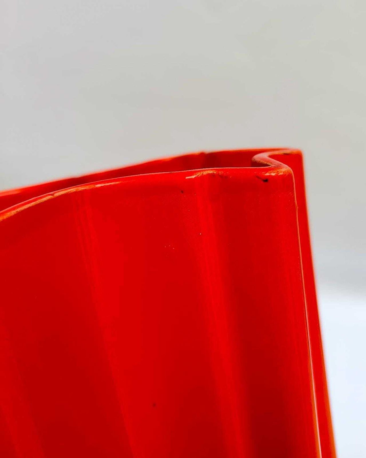 photo for sale Detail Of A 1970s Space Age Design Orange Ceramic Vase, Mangiarotti Il Picchio Style.