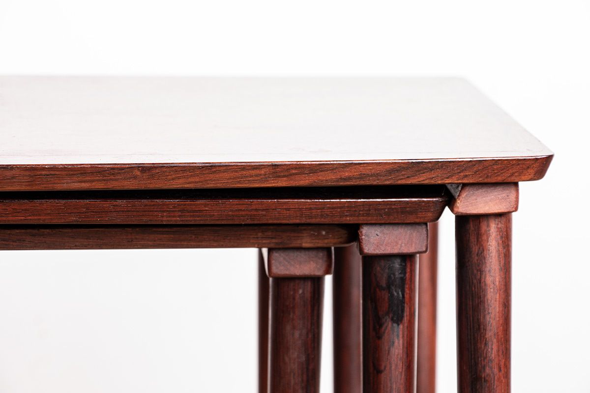 Three Danish Nesting Tables In Rosewood By Mobelintersia 1960. photo Furniture