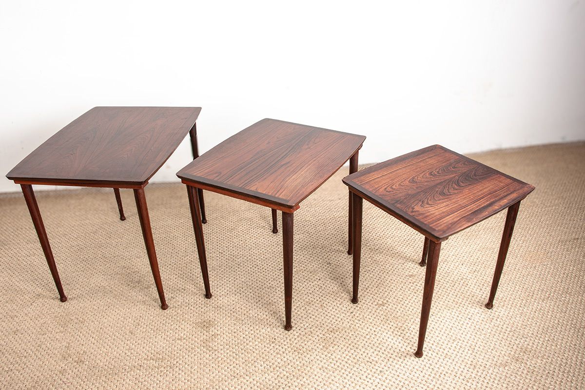 1800.0 Three Danish Nesting Tables In Rosewood By Mobelintersia 1960. photo