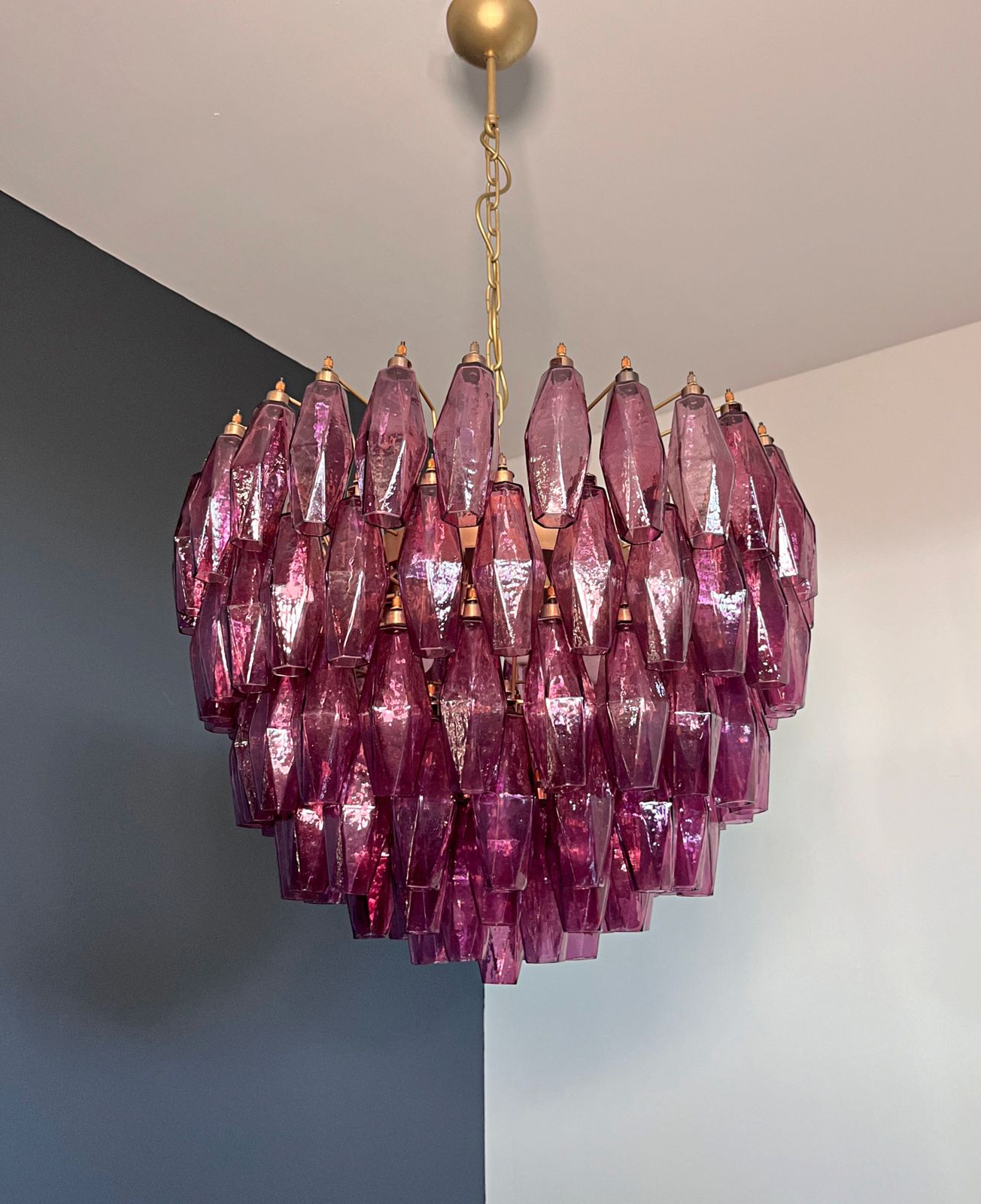 Lighting Amazing Murano Glass Candelier – 111  Amethyst Poliedri photo