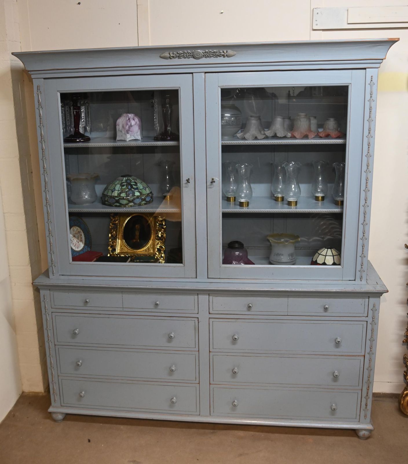 Painted English Dresser Kitchen Hutch Painted Cabinet Farmhouse 1920 photo furniture