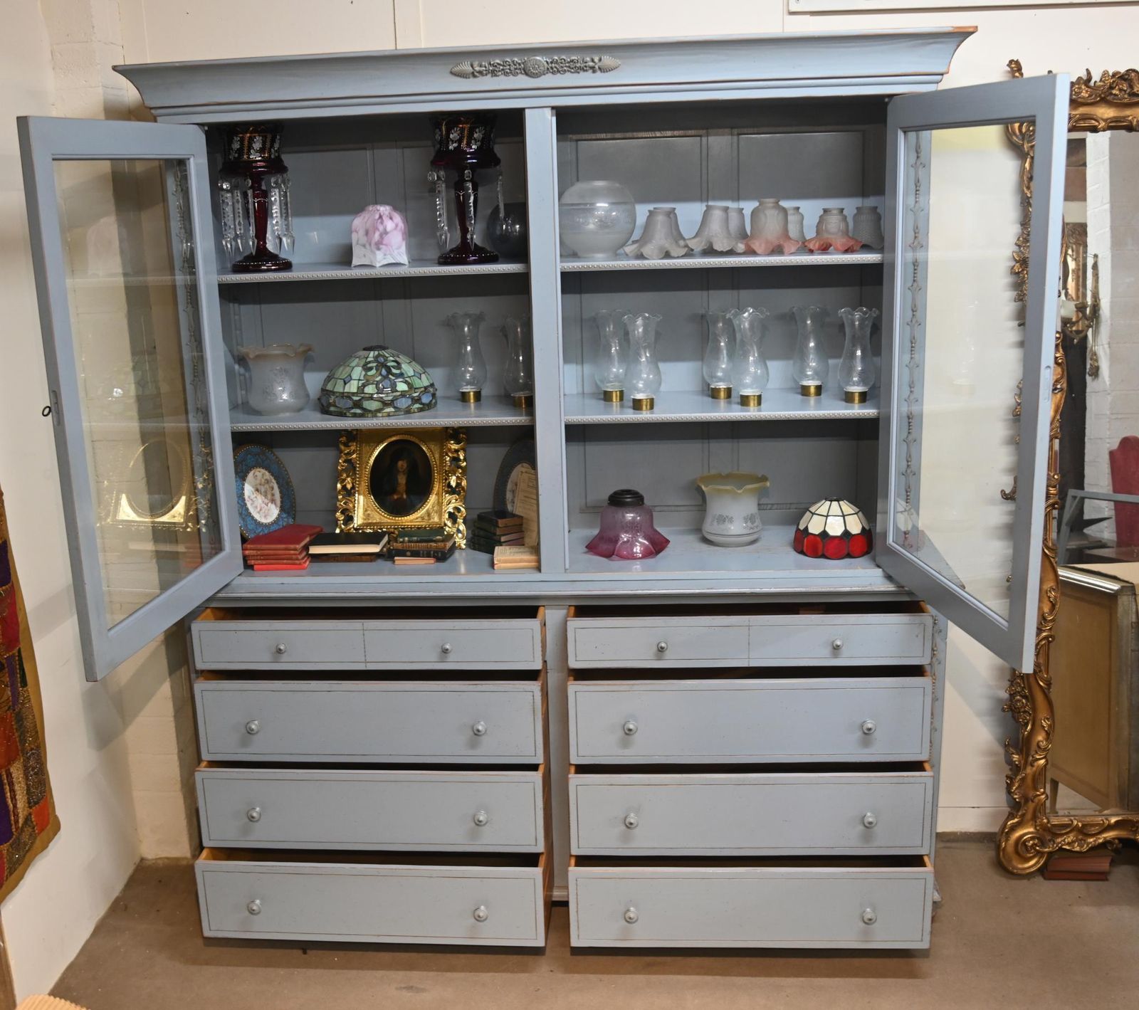 Painted English Dresser Kitchen Hutch Painted Cabinet Farmhouse 1920 photo Furniture