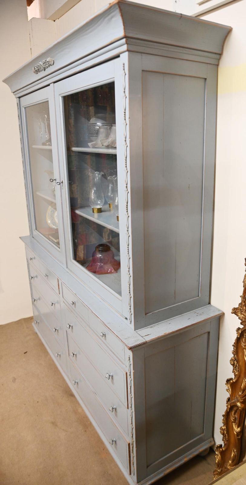 Painted English Dresser Kitchen Hutch Painted Cabinet Farmhouse 1920 photo buy