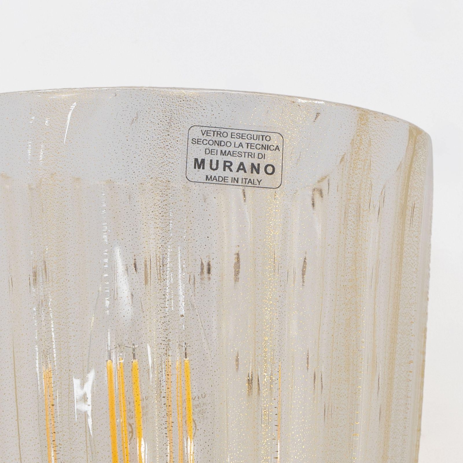 photo furniture Pair Of Italian Murano Glass Wall Sconces With Gold Dust Inclusions And Brass