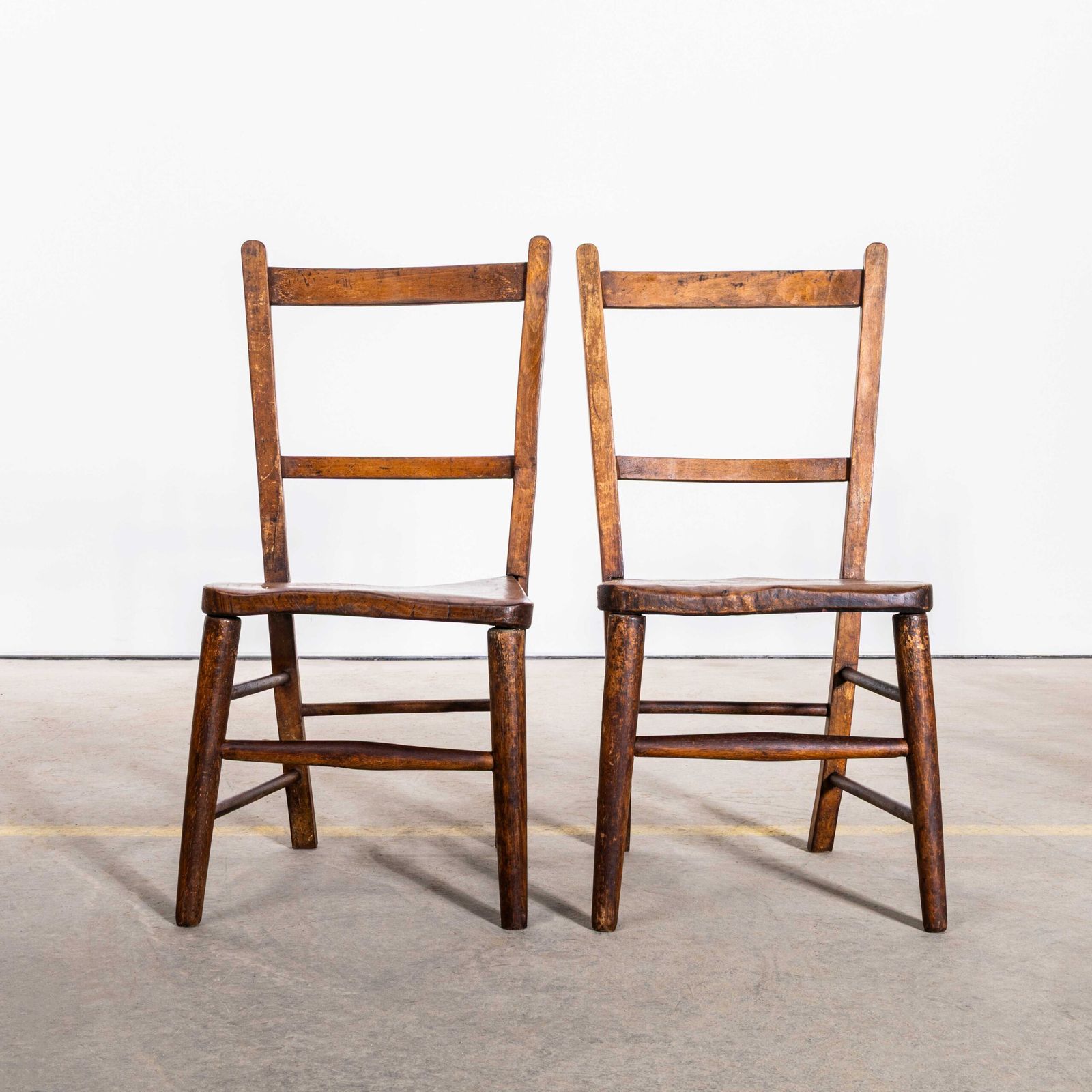 1940’s English Solid Ash And Elm Children’s Chapel Chairs – Set Of Five photo furniture