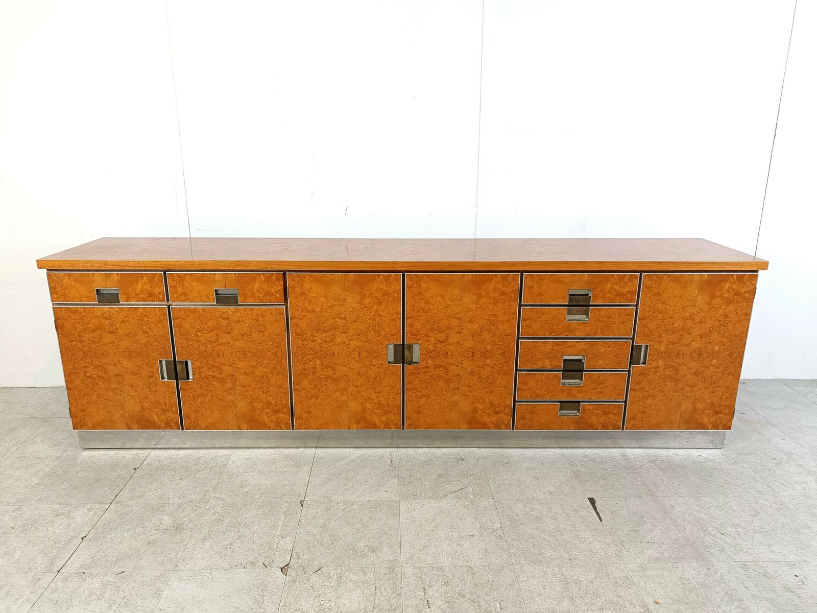 Vintage Italian Burl Wood Credenza, 1970s photo furniture
