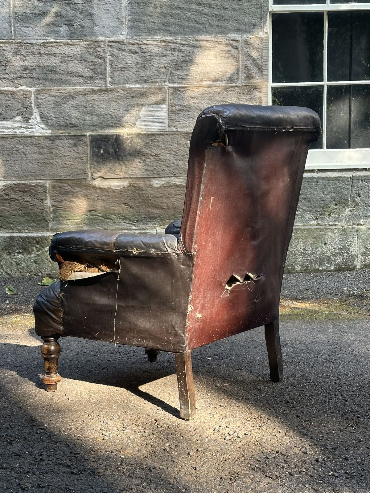 A Victorian Oak And Sailcloth Upholstered Library Armchair photo Furniture