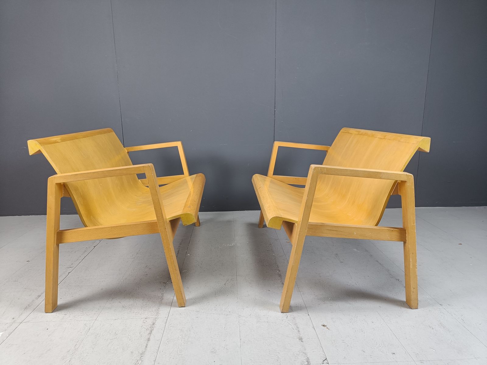 Mid Century Plywood Benches In The Manner Of Alvar Aalto, 1960   Set Of 2 photo furniture