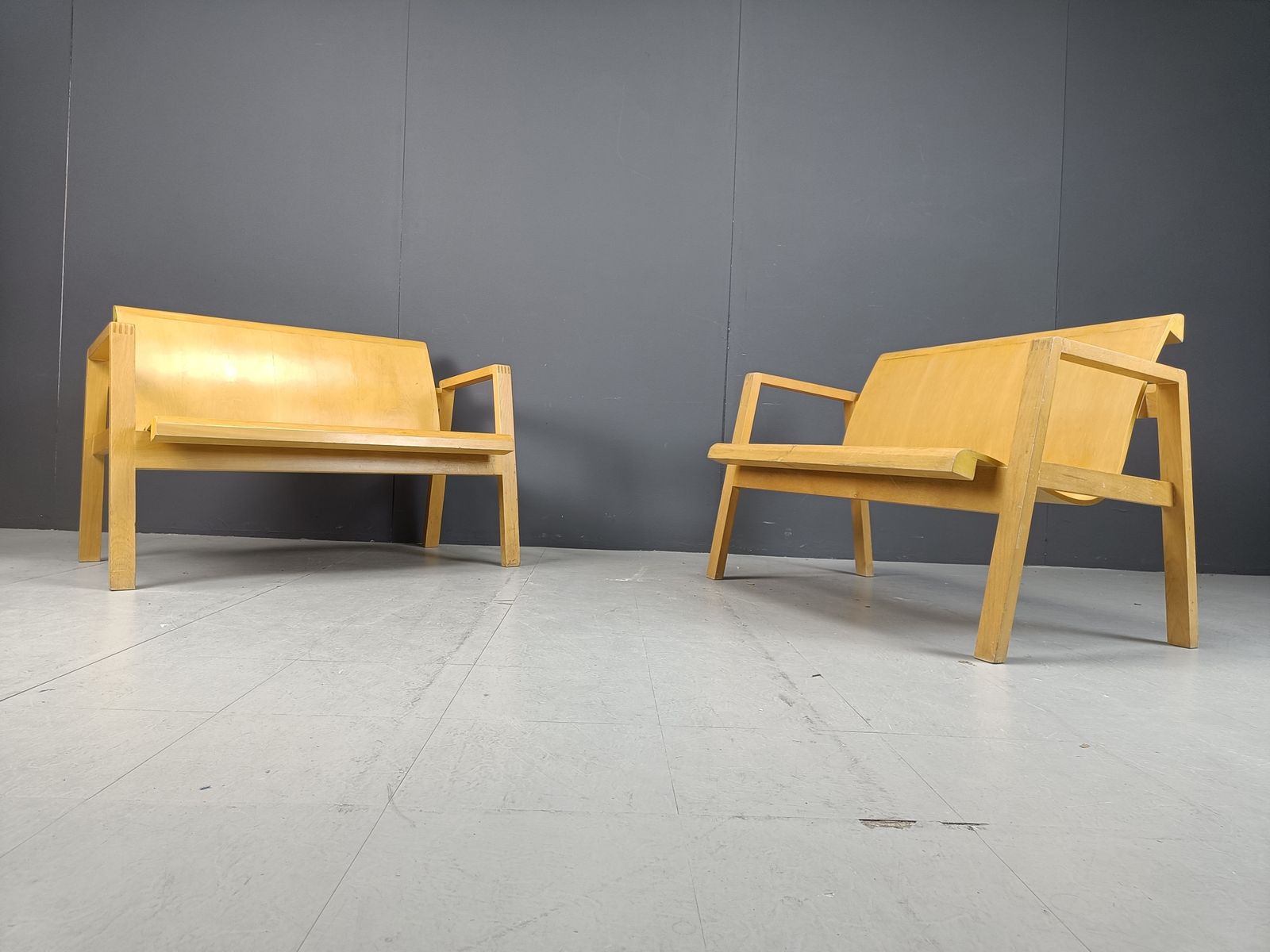 photo furniture Mid Century Plywood Benches In The Manner Of Alvar Aalto, 1960   Set Of 2