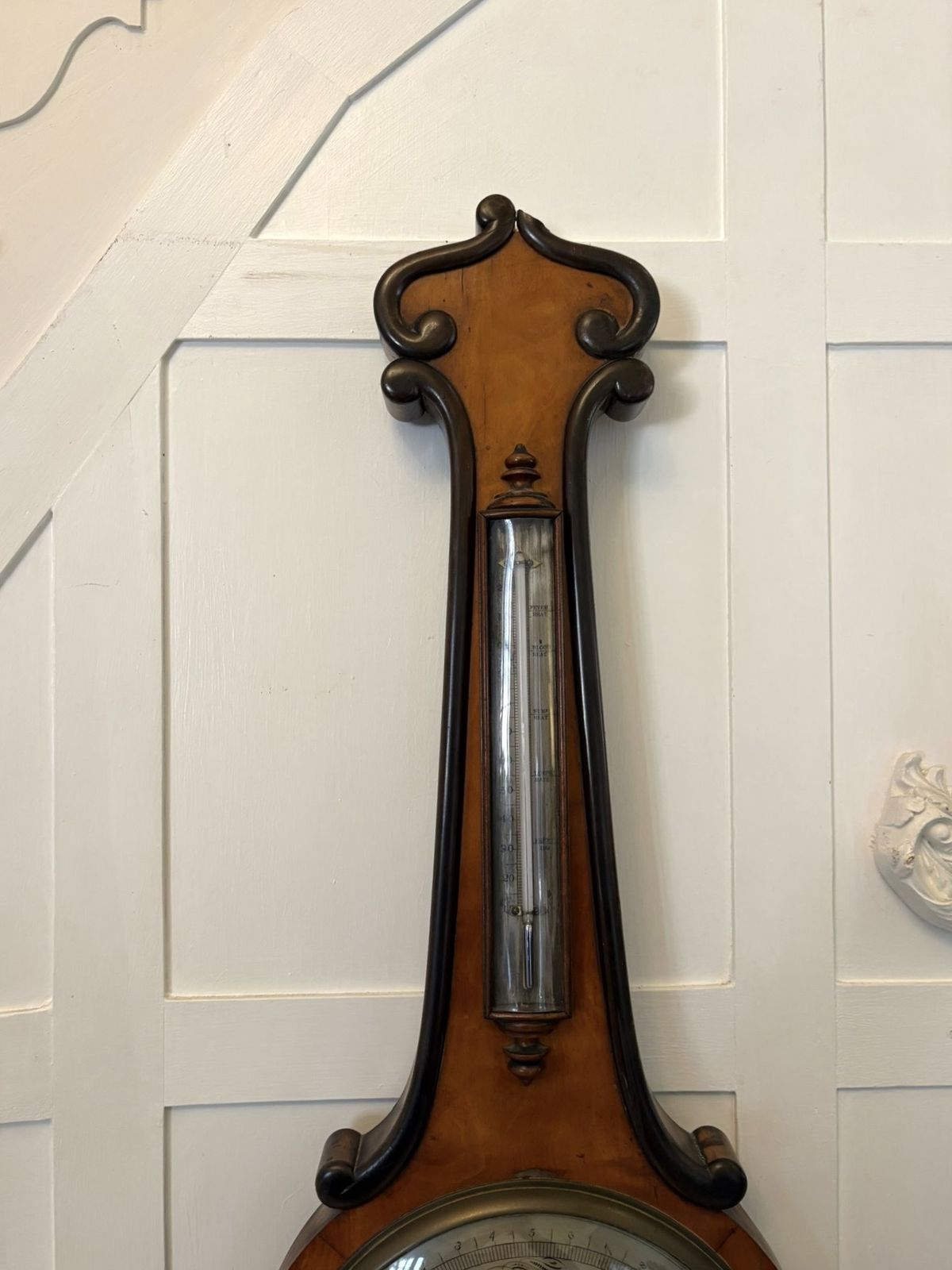 Antique 19th Century English Walnut Wheel Barometer By G & L Guanziroli London photo vinterior