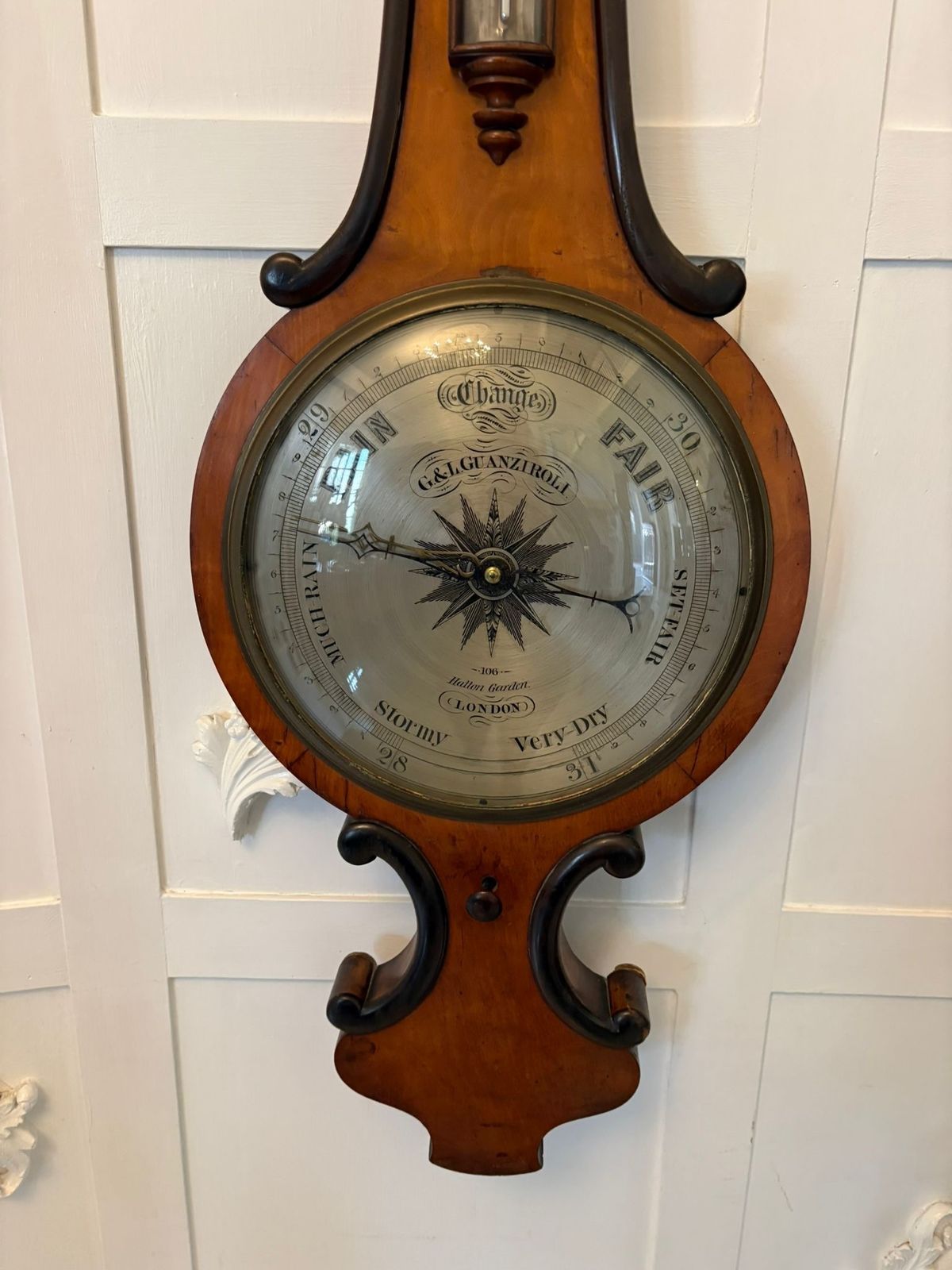 Antique 19th Century English Walnut Wheel Barometer By G & L Guanziroli London photo buy