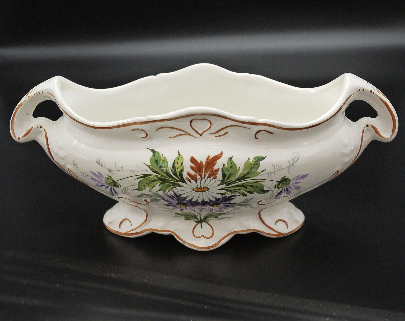 Large Art Nouveau Planter, Floral Earthenware Planter St Amand photo for sale
