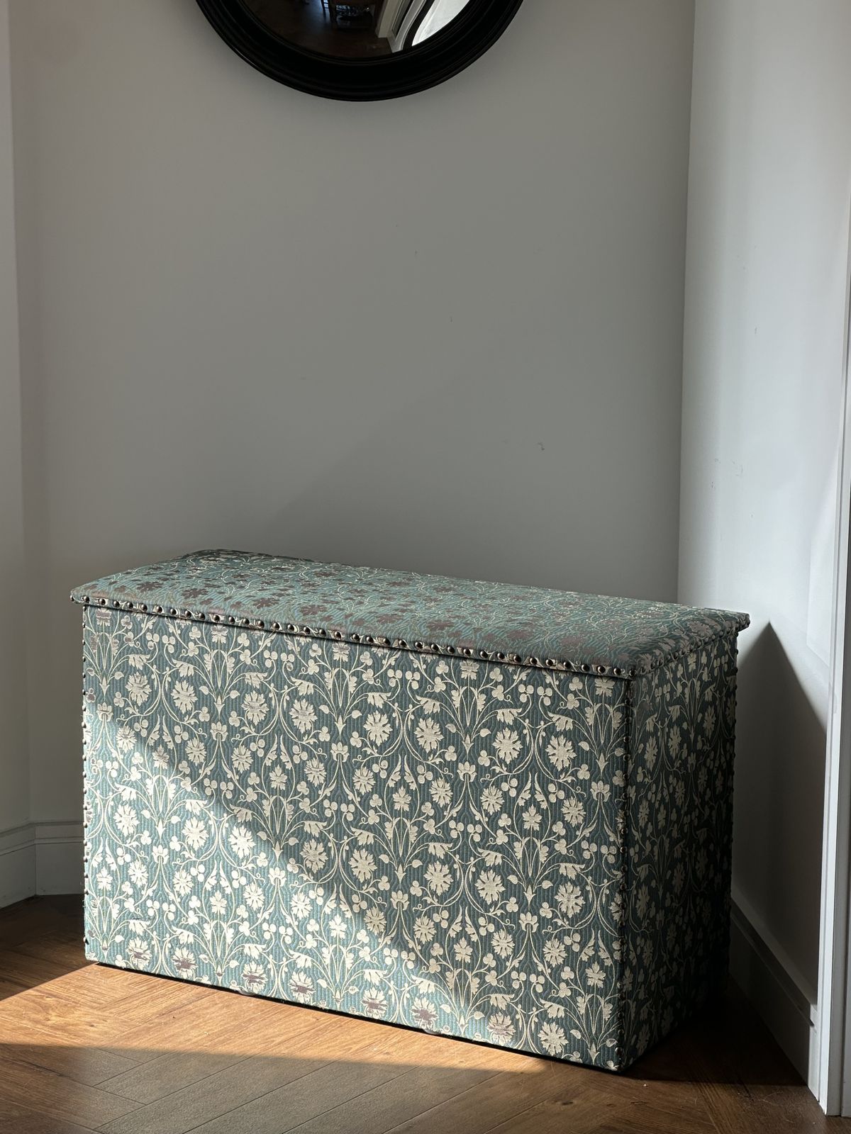 An English Window Seat Upholsteed In William Morris Style Fabric