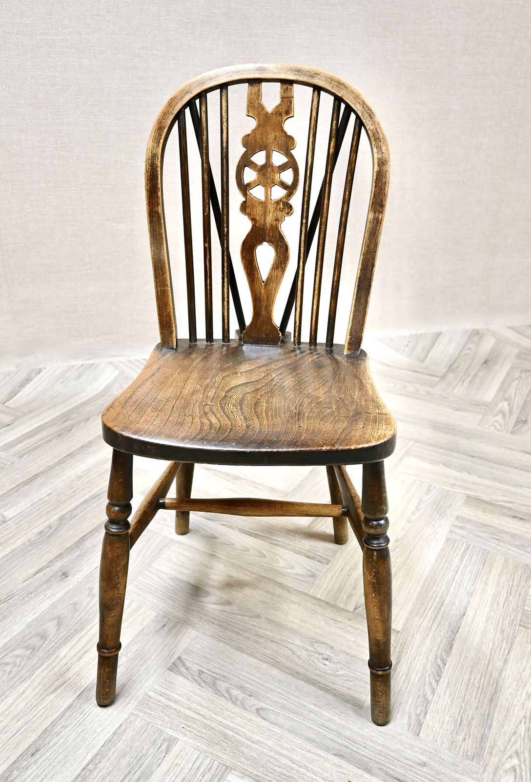 Se Of 6 Antique Windsor Wheelback Kitchen Dining Chairs photo vinterior
