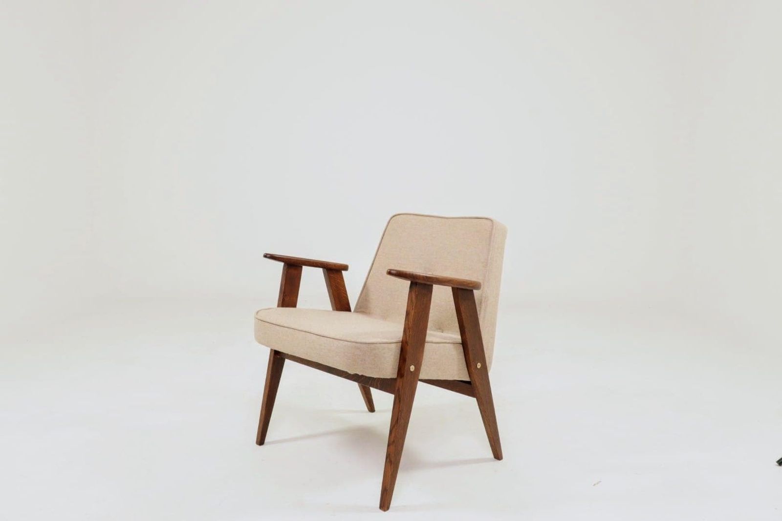 Vintage Pair Armchair, Oak Wood, Wool Upholstery, Fully Refurbished photo 842.0
