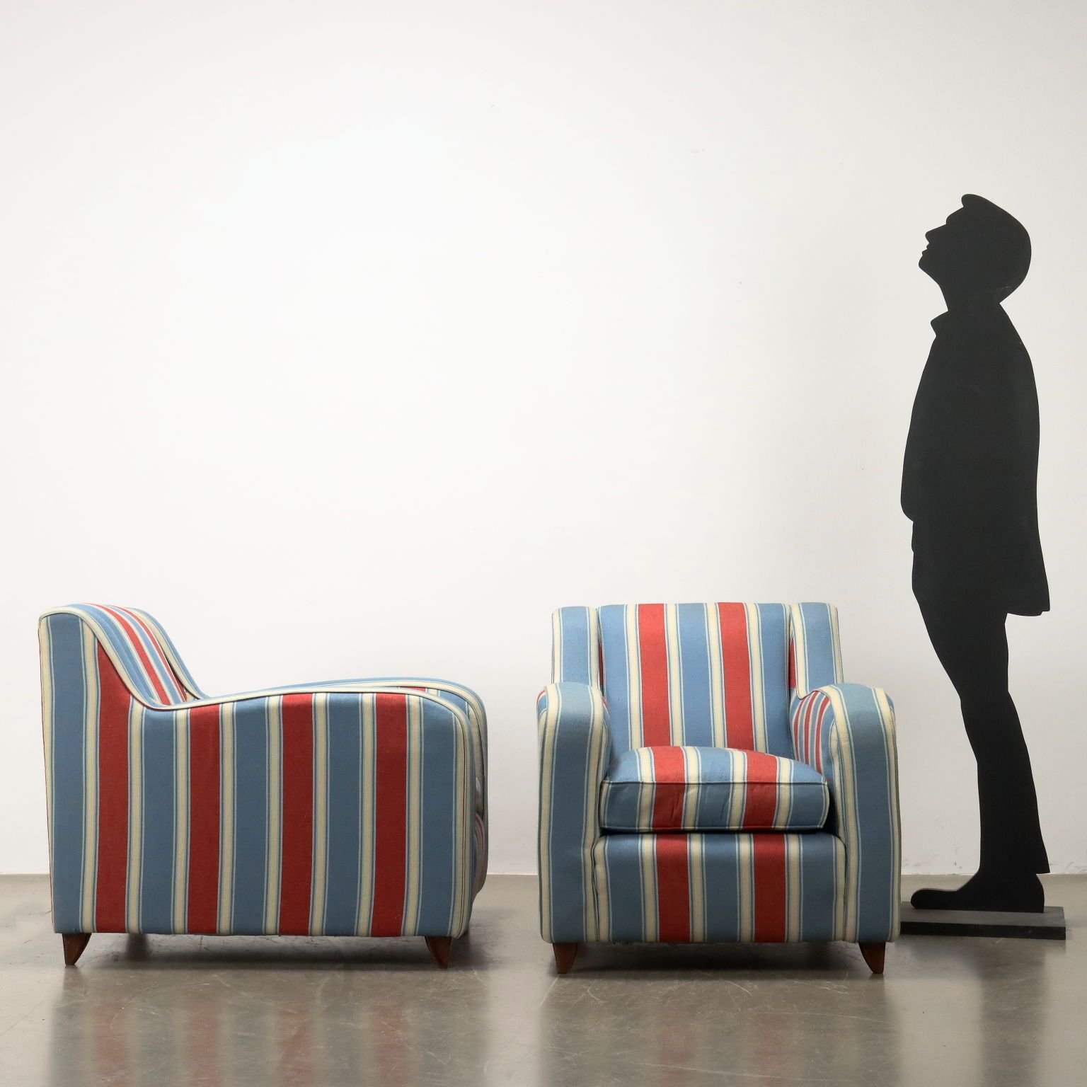 Vintage Armchairs Fabric Upholstery Italy 1950s photo for sale