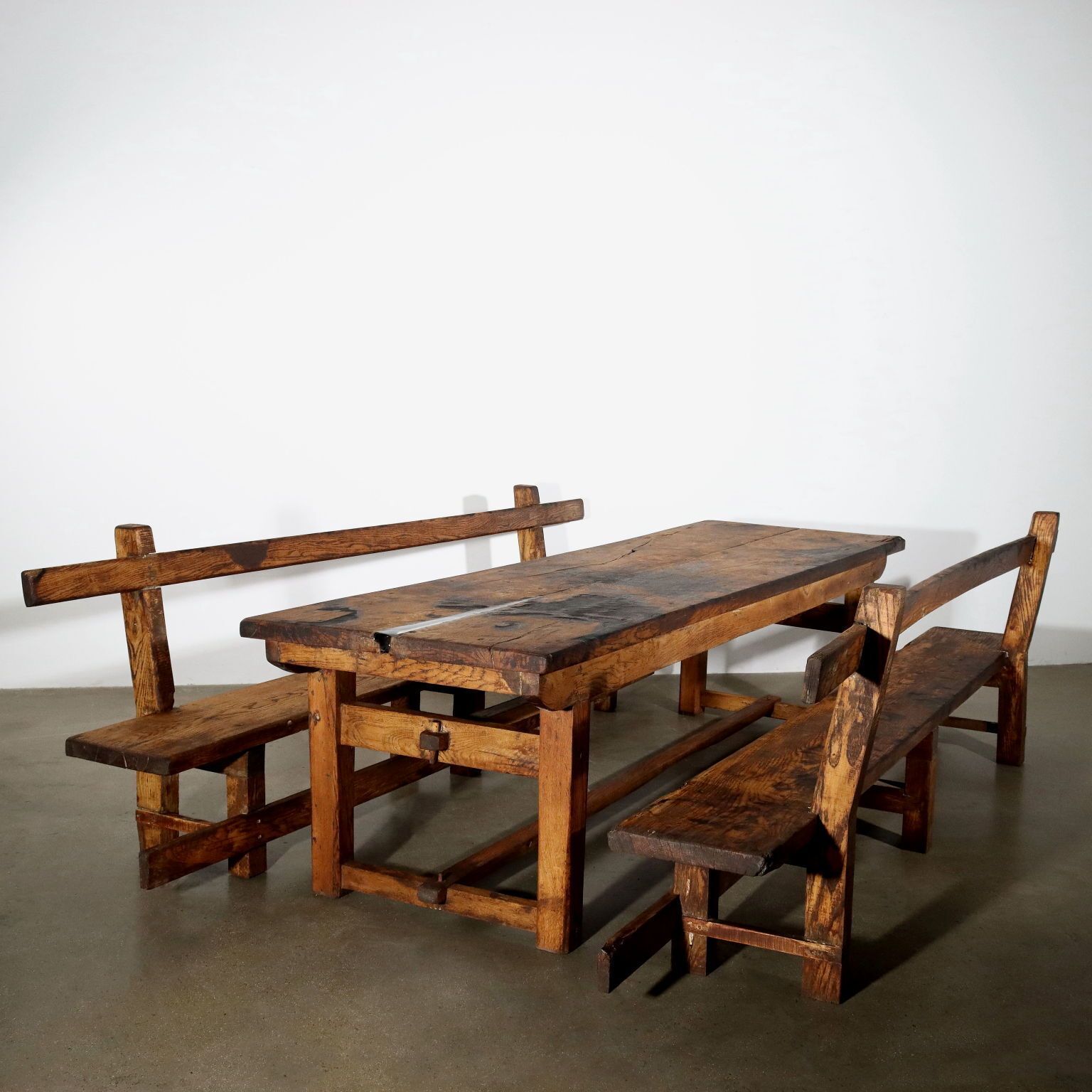 1180.0 Antique Benches Chestnut Conservative Restoration Italy XX Century photo