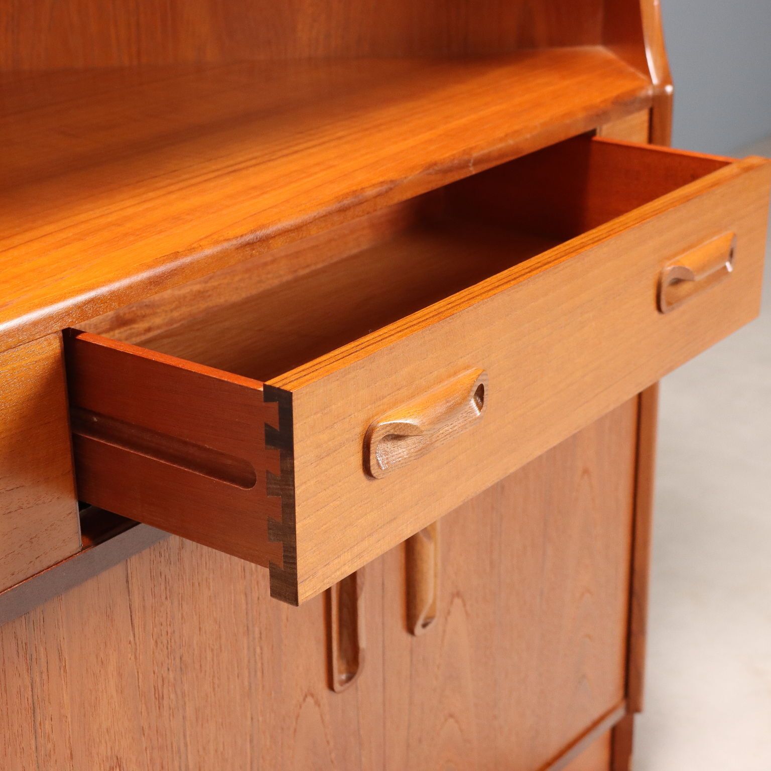 photo for sale Vintage Corner Cabinet Design Teak Veneer Italy 1960s