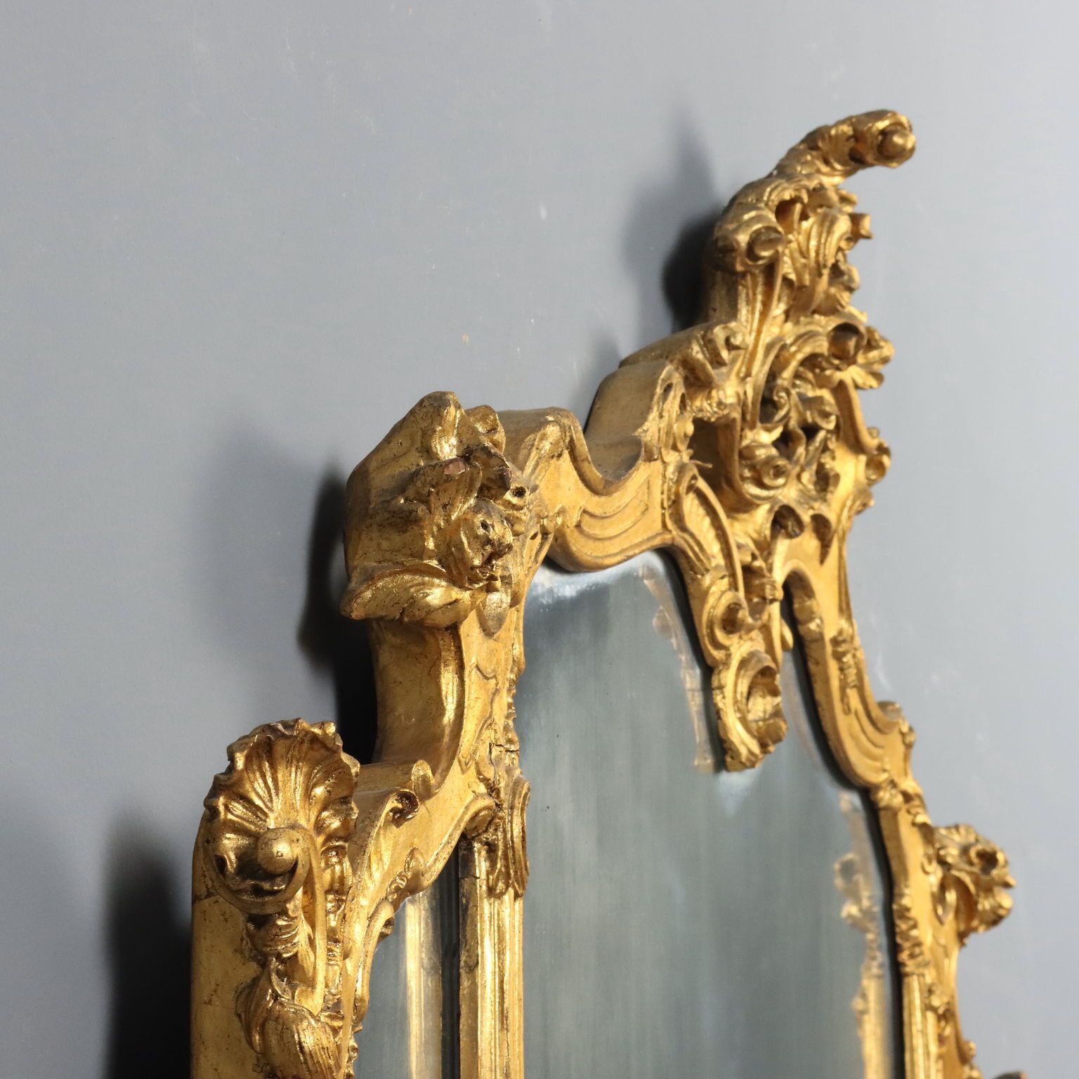 Home Decor Antique Mirror Gilded Carved Wood Italy XIX Century photo