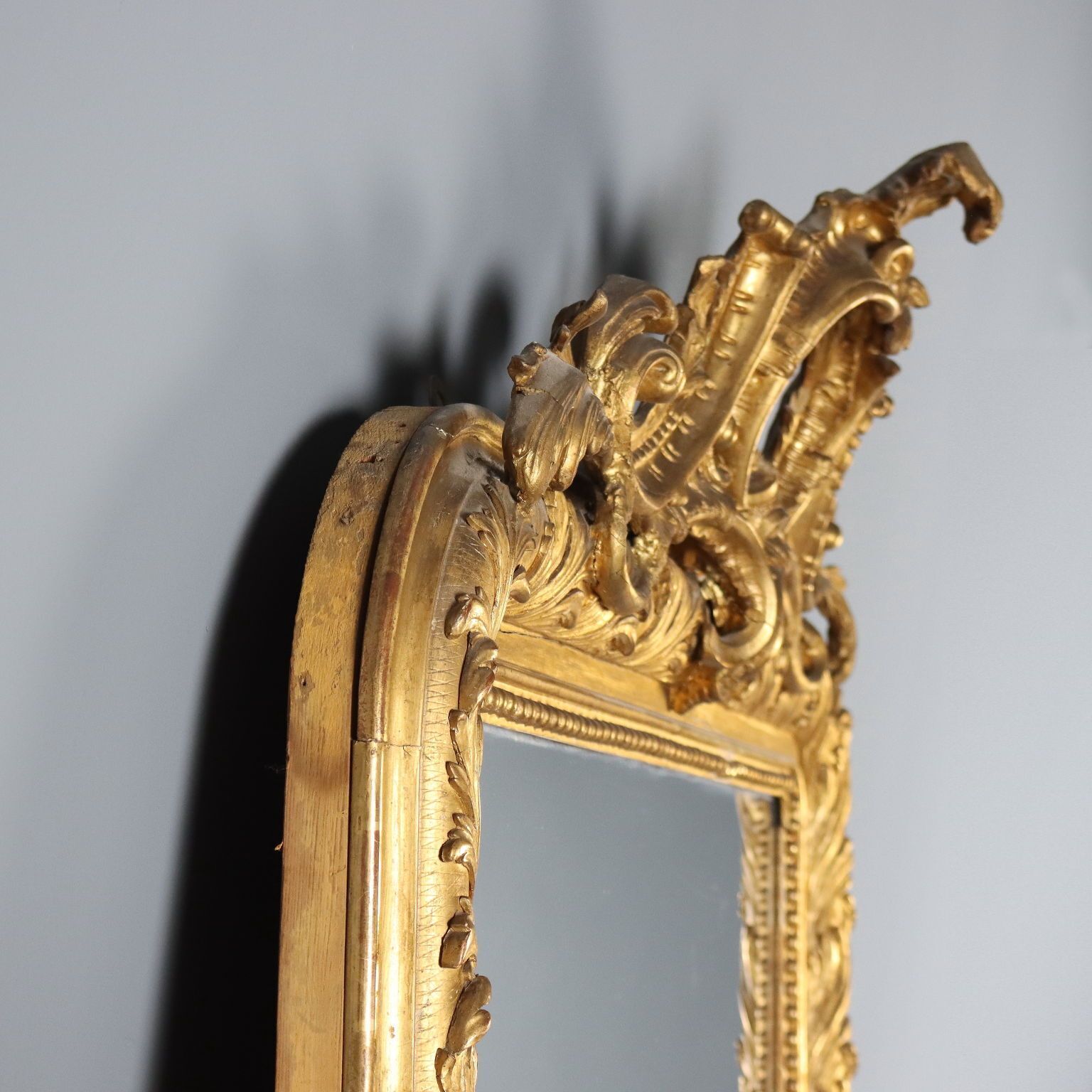 photo furniture Antique Eclectic Style Mirror Gilded Fir Carved Italy XIX Century