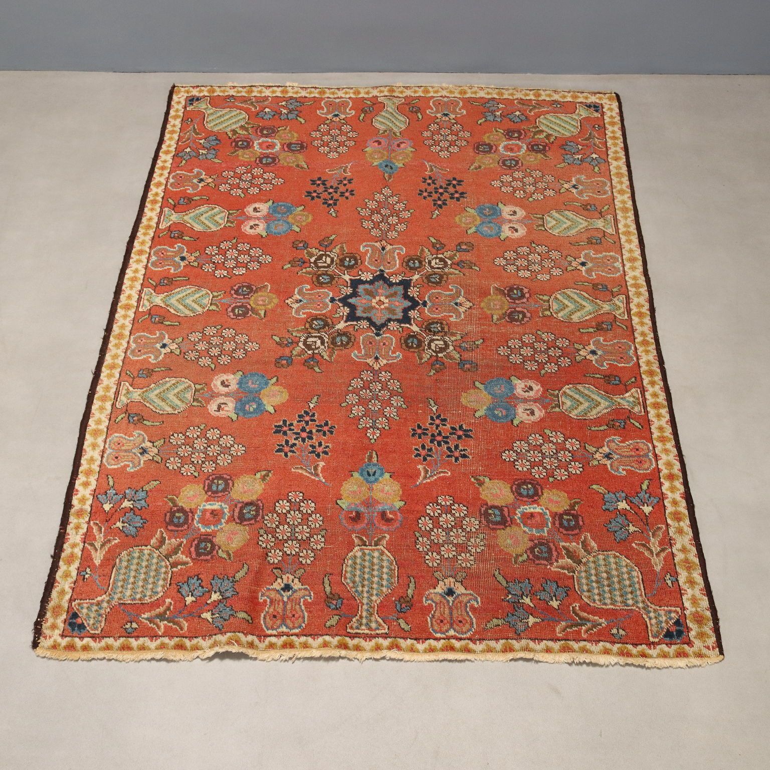Antique Asian Carpet Cotton Wool Heavy Knot 72 X 53 In photo for sale