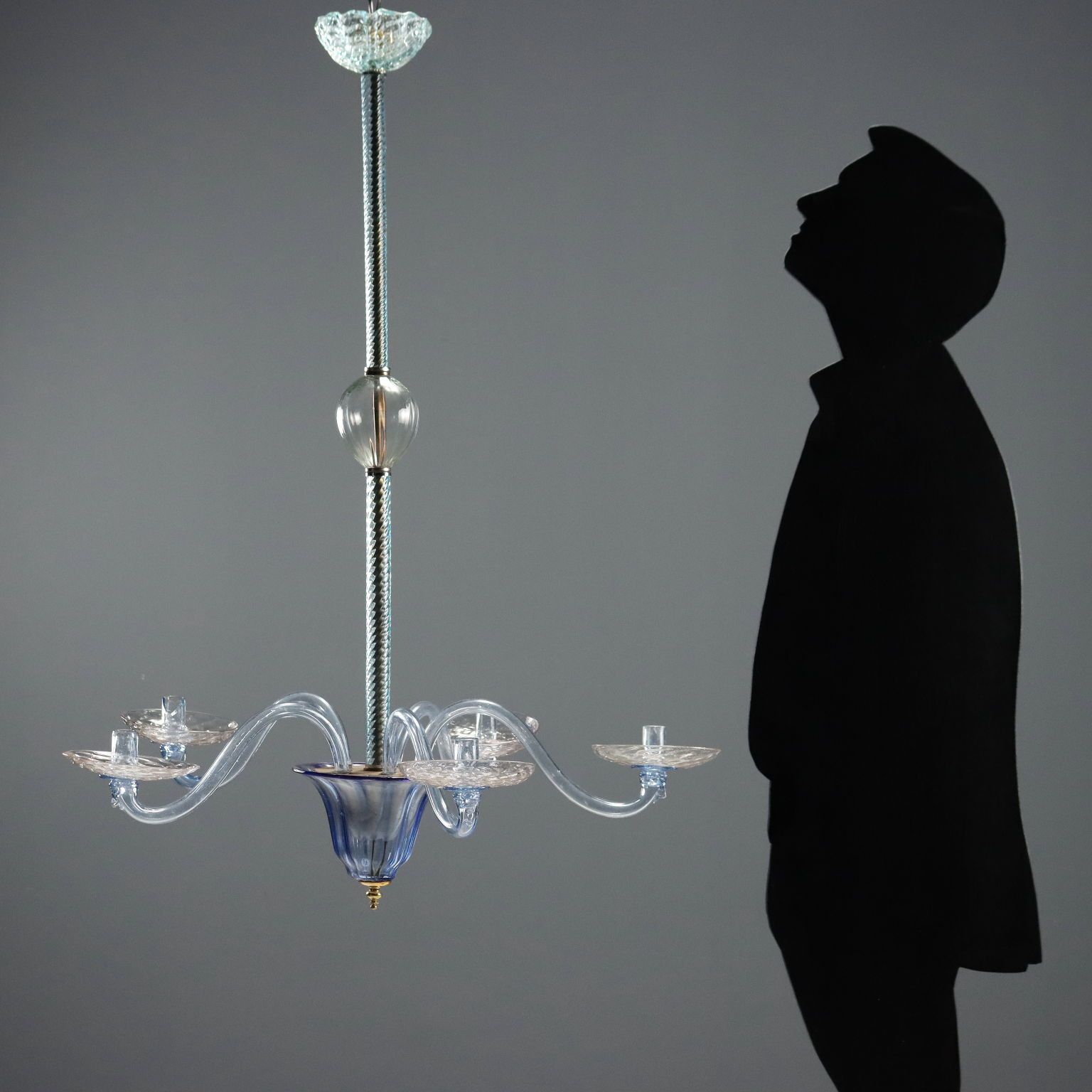 Antique Chandelier Blown Glass 5 Lights Murano Italy XIX Century photo furniture