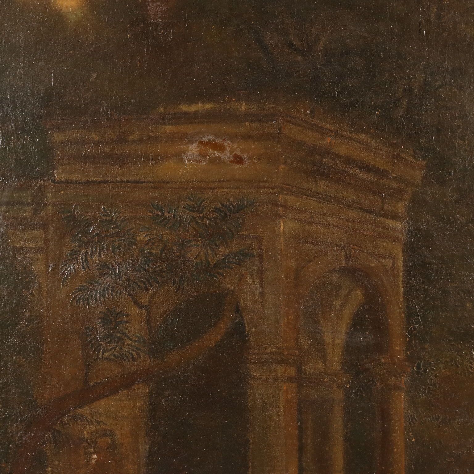 Antique Painting Landscape With Architecture Oil On Canvas '700 photo buy