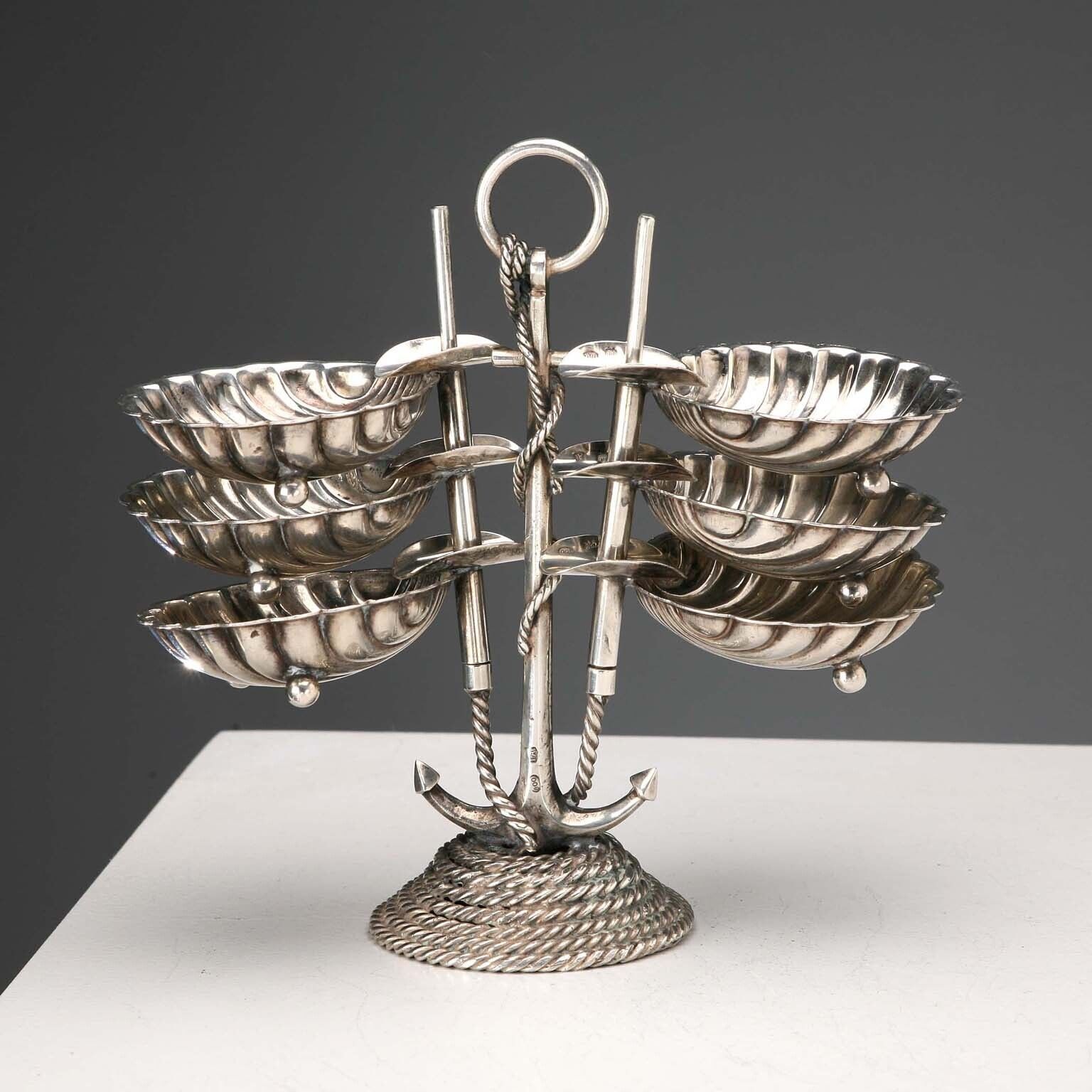 Cesa Alessandria Silver Ashtray Set Italy Early XX Century