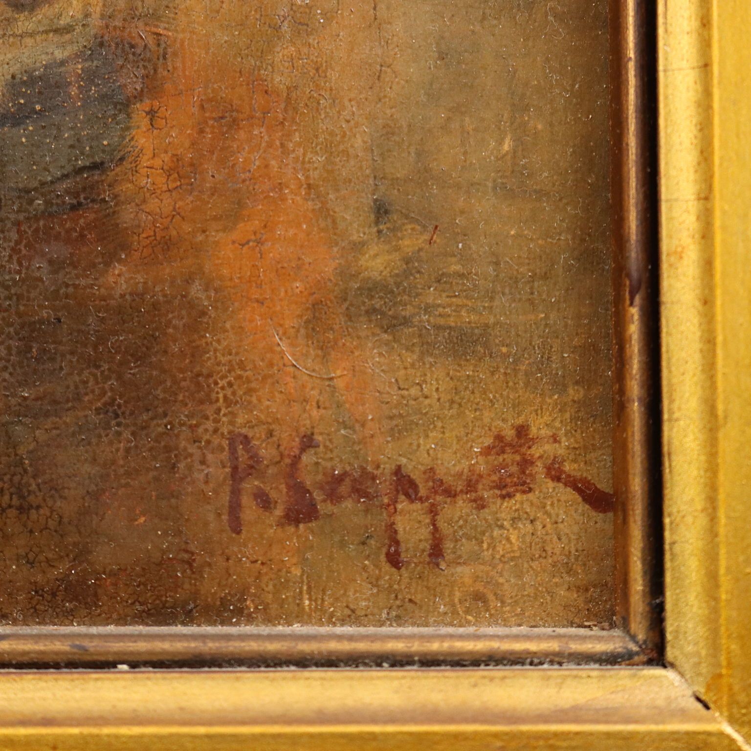 Antique Painting Signed Pietro Scoppetta Oil On Board XIX Century photo vinterior