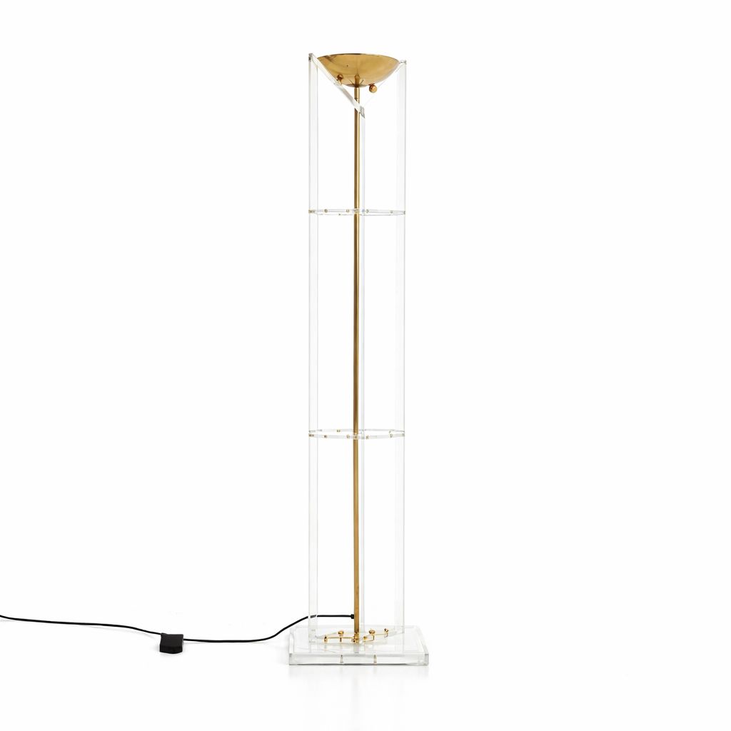 Vintage Italian Brass And Lucite Floor Lamp