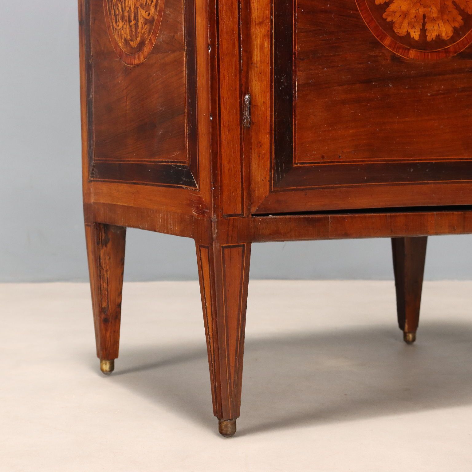 Antique Bedside Table Walnut Various Woods Italy XVIII Century photo vintage