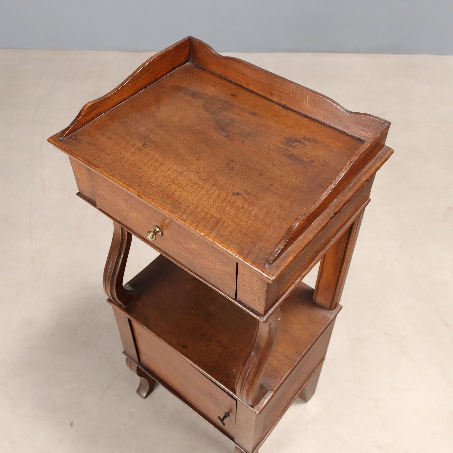 photo for sale Antique Bedside Tables Walnut With Drawer Italy XIX Century