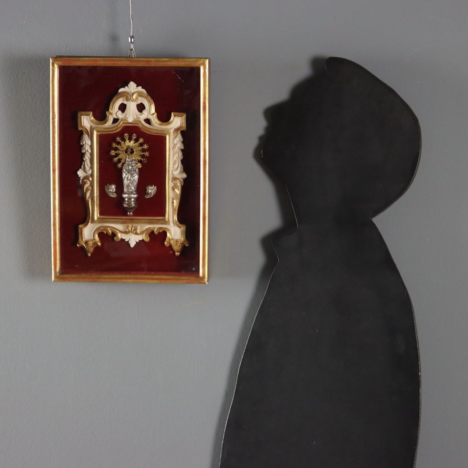 Antique Figurine Virgin Mary With Child Wood XX Century photo for sale