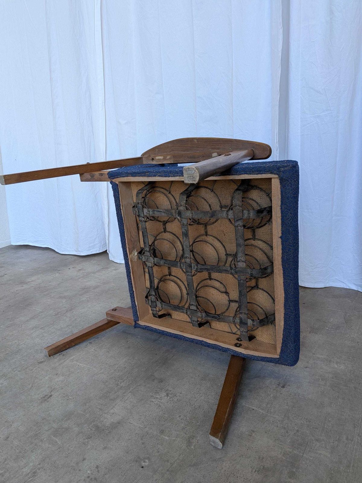 Vintage Royal Blue Armchair: Mid Century Modern Lounge Chair photo vintage