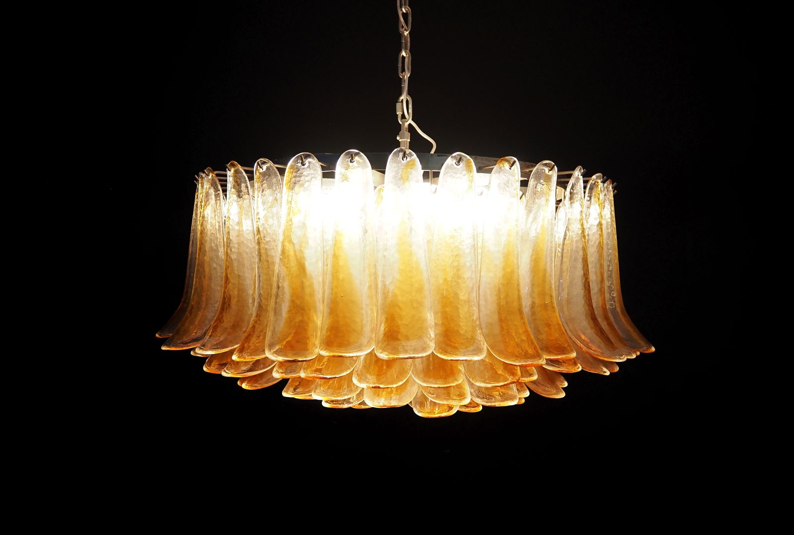 photo furniture Large Murano Glass Chandelier  101 Amber Transparent Glass Petal