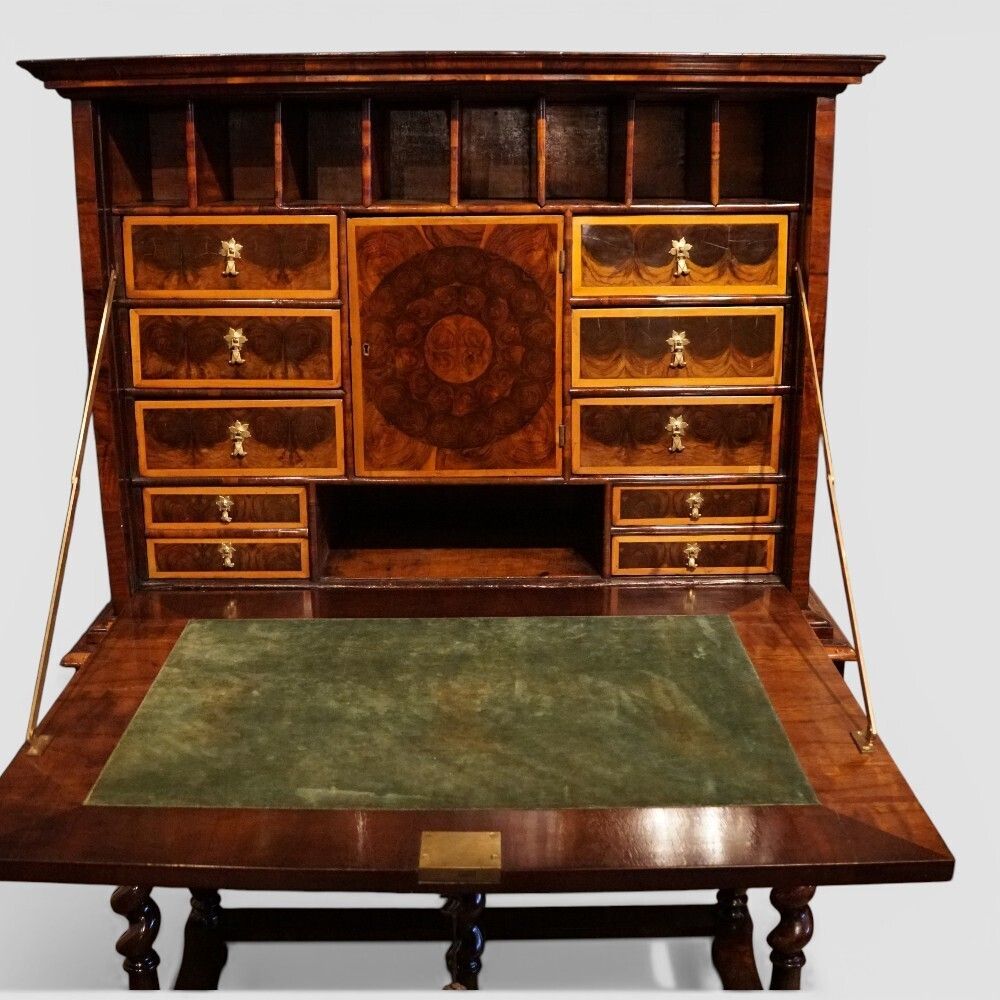 William & Mary Oyster Walnut Escritoire Circa 1680 photo vintage