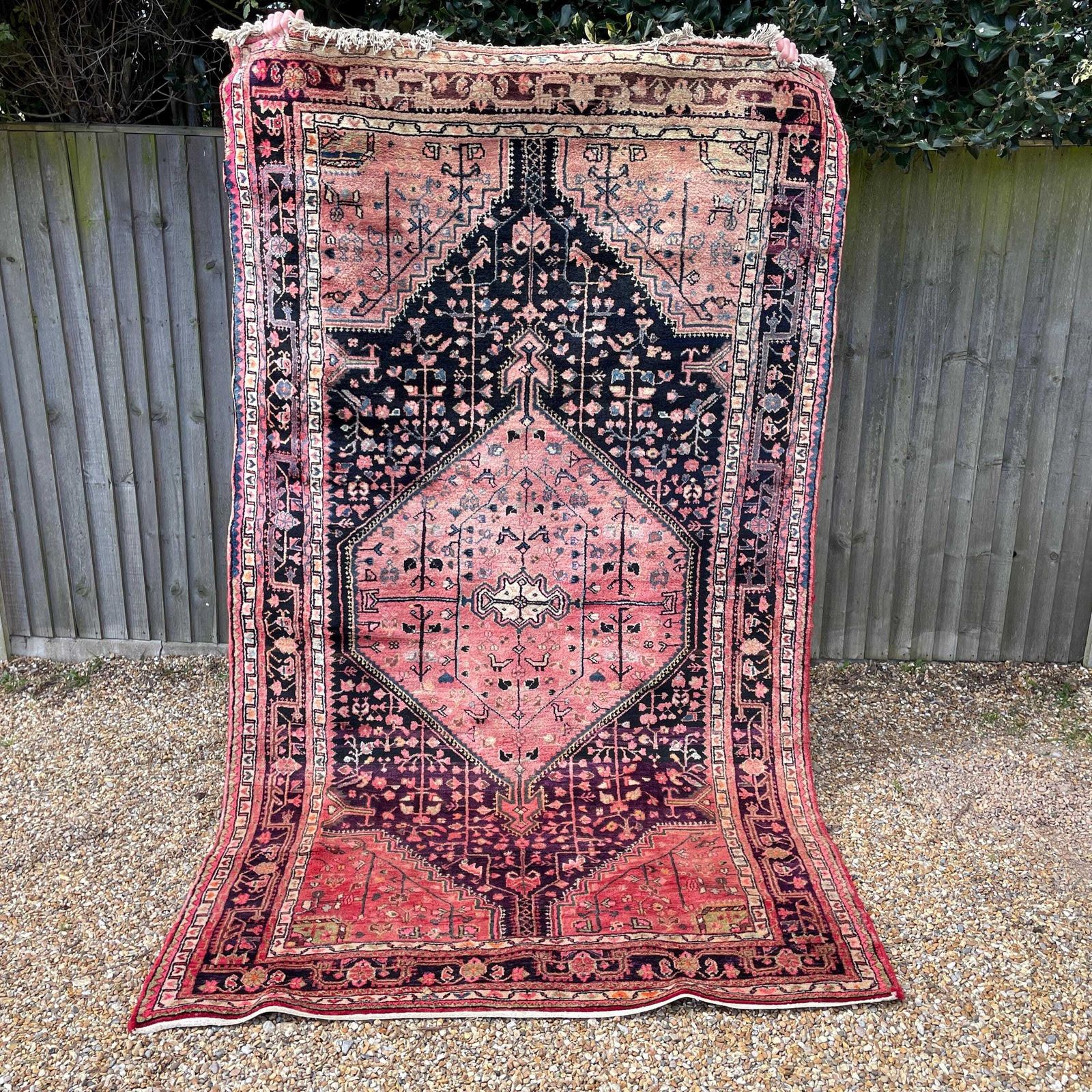 Large Red Tribal Rug Hand Knotted Hallway Area Carpet Middle Eastern Tribal Handwoven Geometric Tassels Living Room Hallway Boho