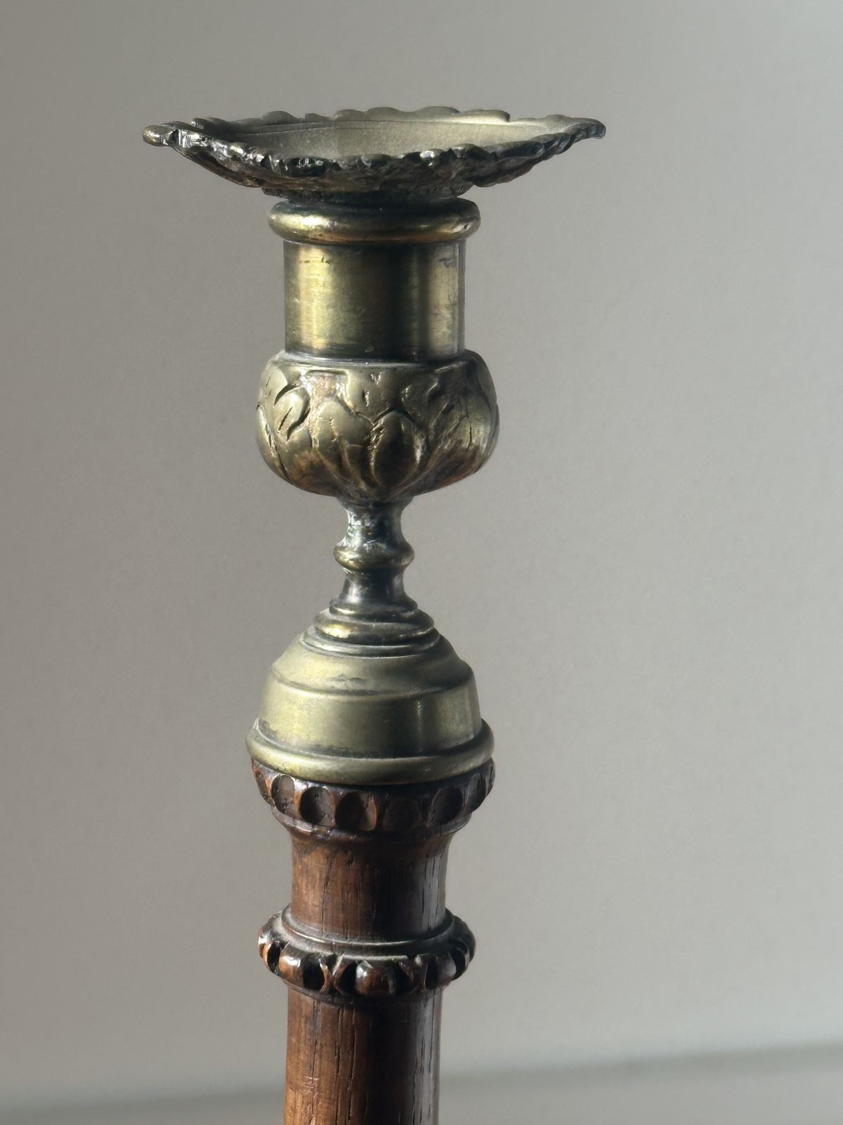 A Large Pair Of  George III Style Oak Candlesticks C.1900 photo furniture